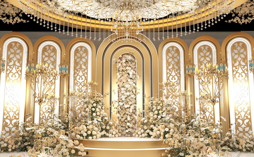 莱芜香槟色调婚礼堂效果展示
